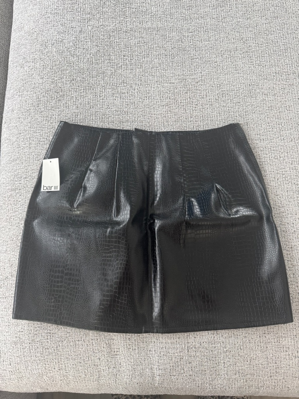 Bar III Black Faux Croc Mini Skirt